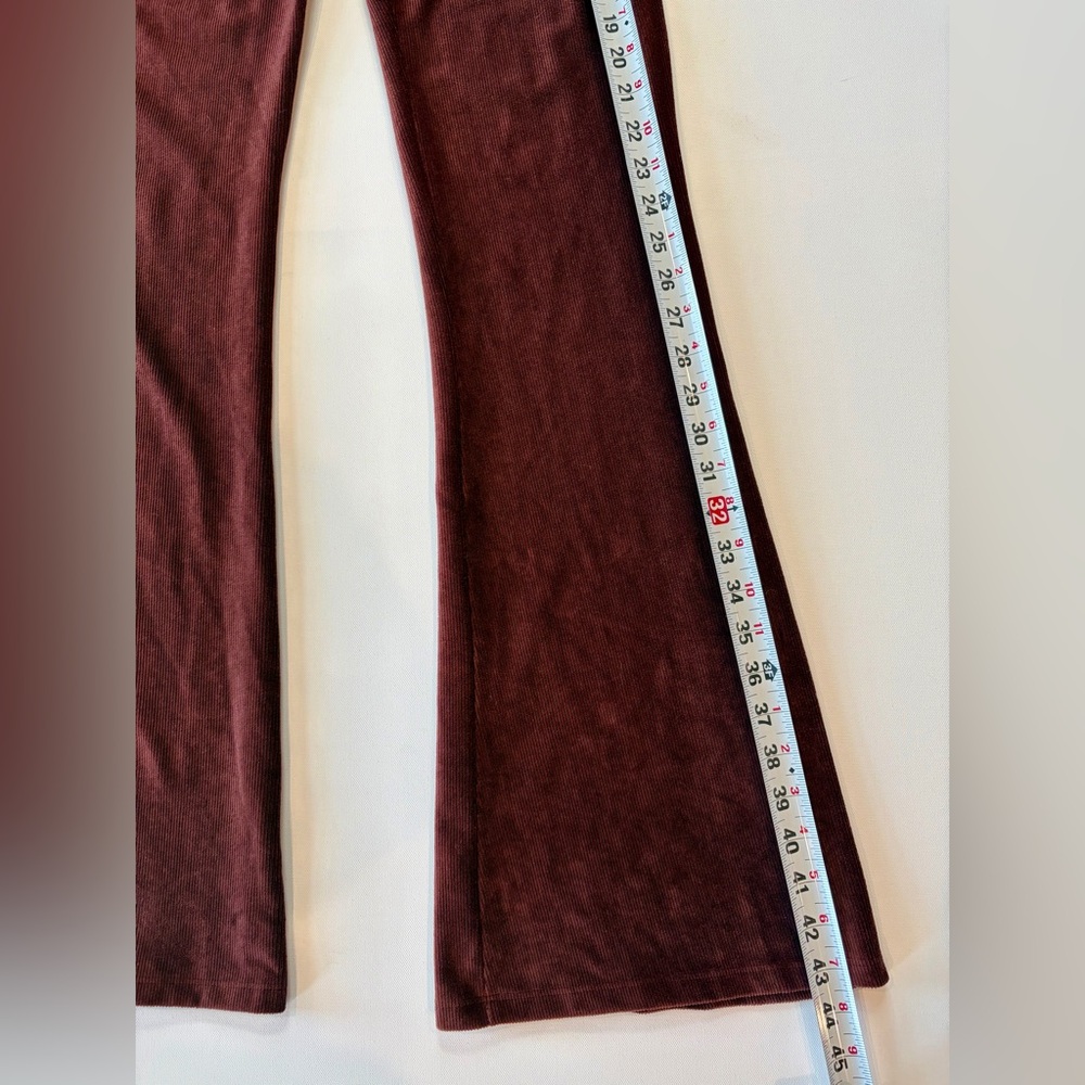 RSQ Corduroy Burgundy Maroon Bell Bottom Flared Stretchy Pants Leggings Large - Picture 2 of 12